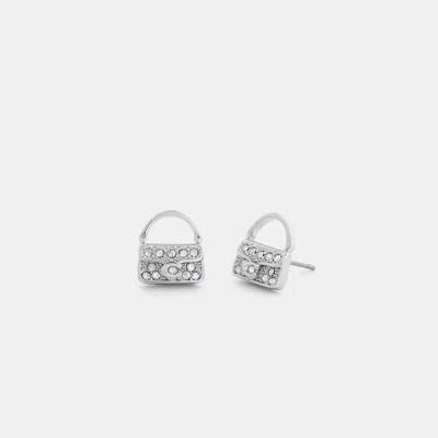 Coach Pavé Tabby Stud Earrings In Silver/clear