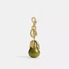 Coach Pear Bag Charm In Brass/green Multi