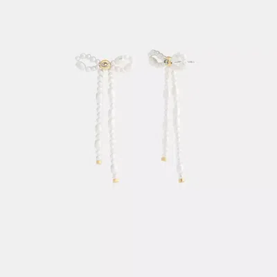 Coach Pearl Bow Earrings In Metallic