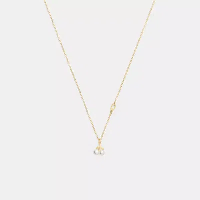 Coach Pearl Cherry Pendant Necklace In Gold