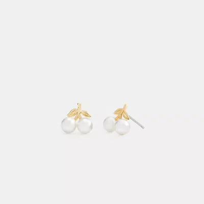 Coach Pearl Cherry Stud Earrings In Gold