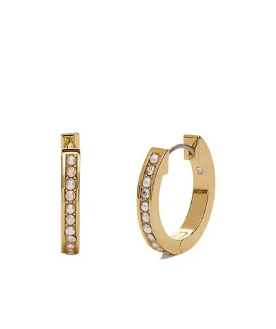 Coach Pearl Crystal Huggie Hoops In Yellow