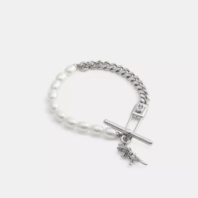 Coach Pearl Skeletal Rexy Safety Pin Bracelet In Multi