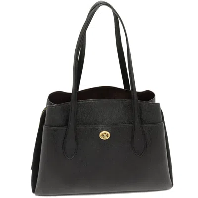 Coach Pebble Leather Suede Tote Bag In Black