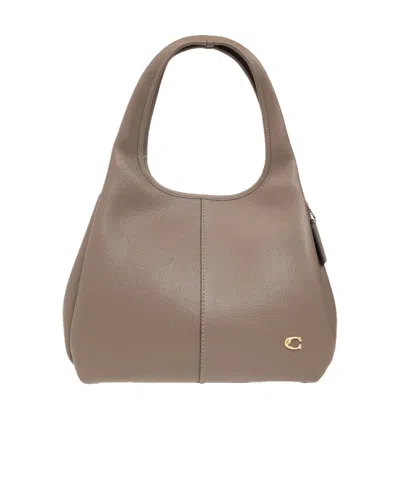 Coach Pebble Leather Tote In Gray