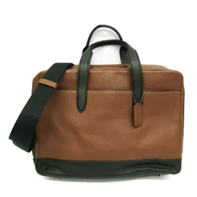Pre-owned Coach Pebbled Brown Leather Briefcase Bag ()