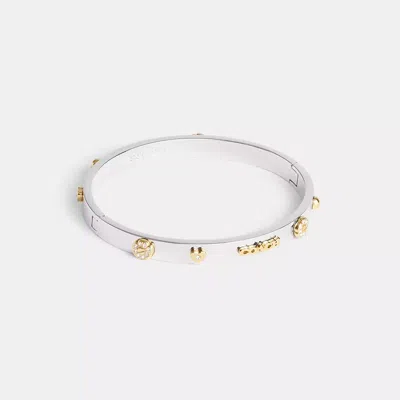 Coach Pegged Hinged Bangle In Gold/silver