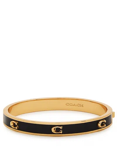 Coach Pegged Logo Enamelled Bracelet In Black