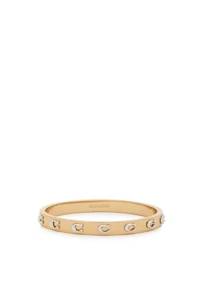 Coach Pegged Two-tone Bangle In Gold
