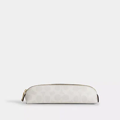 Coach Pencil Case In Signature Canvas In White