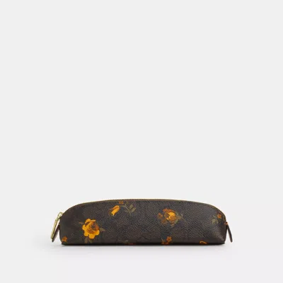 Coach Pencil Case In Signature Canvas With Floral Print