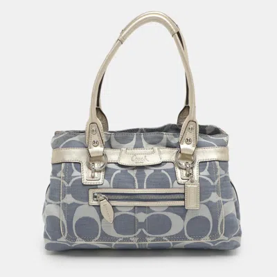 Pre-owned Coach Penelope Blue/gold Signature Canvas And Leather Shoulder Bag