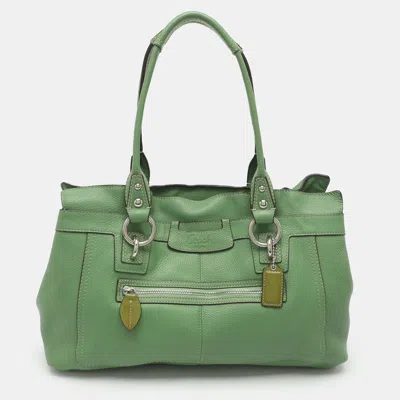 Pre-owned Coach Penelope Green Leather Tote