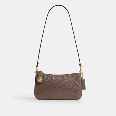 Coach Penn Schultertasche Aus Signature-leder In Gold