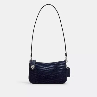 Coach Penn Schultertasche Mit Kristallen In Blue