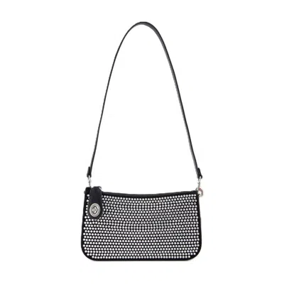 Coach Penn Schultertasche Mit Kristallen In Black