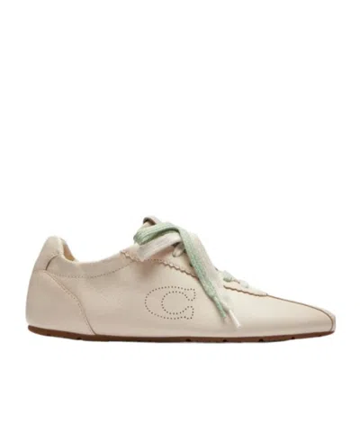 Coach Perforated-logo Scalloped-edge Sneakers In Neutral