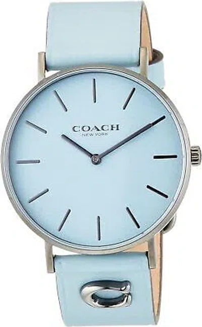 Pre-owned Coach Perry 14503923 Women's Aqua Blue Watch