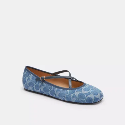 Coach Phoebe Ballet Flat In Signature Denim In Multi