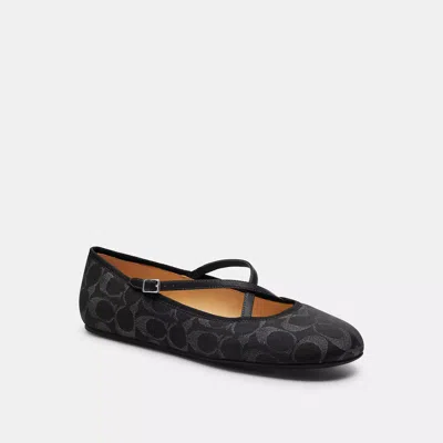 Coach Phoebe Ballet Flat In Signature Denim In Multi