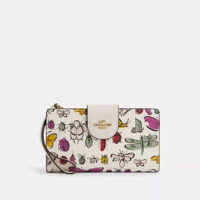 Coach Phone Wallet With Creature Print In White