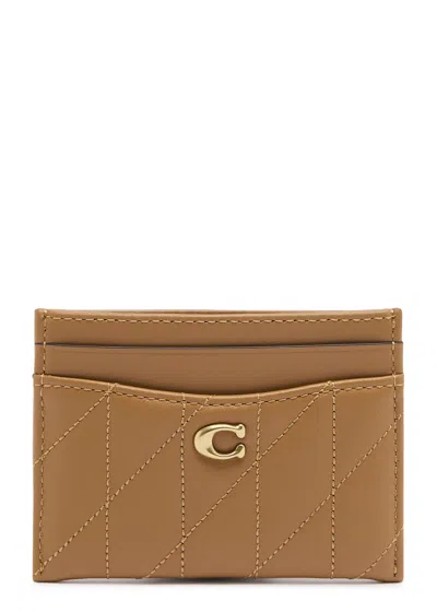Coach Pillow Quilted Leather Card Holder In Brown