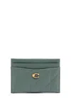 Coach Pillow Quilted Leather Card Holder In Sage