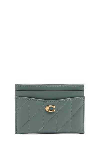 Coach Pillow Quilted Leather Card Holder In Gray