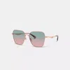 Coach Pillow Tabby Metal Hexagon Sunglasses In Green/purple
