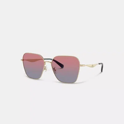 Coach Pillow Tabby Metal Hexagon Sunglasses In Blue Saddle Gradient