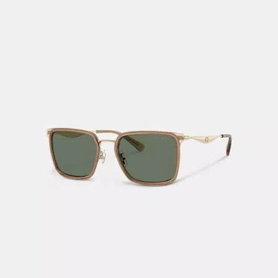Coach Pillow Tabby Metal Square Sunglasses In Bronze Green