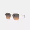Coach Pillow Tabby Sechseckige Sonnenbrille Aus Metall In Orange