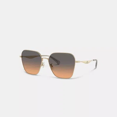 Coach Pillow Tabby Sechseckige Sonnenbrille Aus Metall In Orange