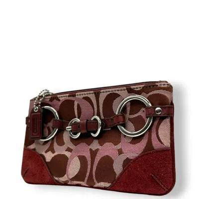 Pre-owned Coach Pink Color Nylon Suede Coin Purse/coin Case () In Multi