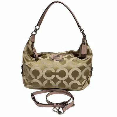 Pre-owned Coach Pink Jacquard Leather Handbag Shoulder Bag () In Multi