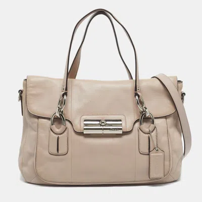 Coach Pink Leather Kristin Satchel In Metallic