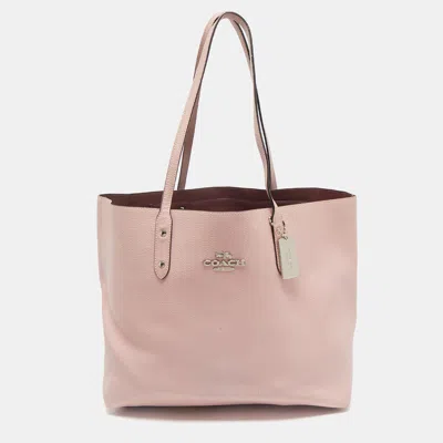 Pre-owned Coach Pink Leather Large Town Tote