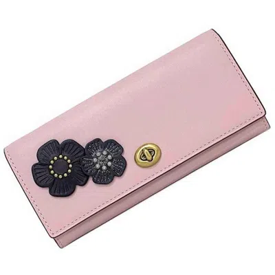 Pre-owned Coach Pink Leather Long Wallet (bi-fold) () In Multi