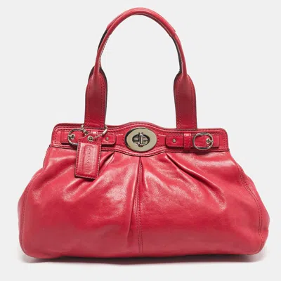 Pre-owned Coach Pink Leather Pleated Garnet Shoulder Bag