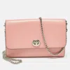 Coach Pink Leather Ruby Chain Clutch In Orange