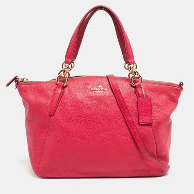 Pre-owned Coach Pink Leather Small Kelsey Satchel