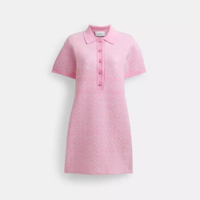 Coach Polo Sweater Dress In Pink Signature