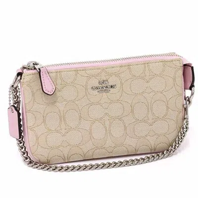 Pre-owned Coach Pink Signature Line Pouch ()