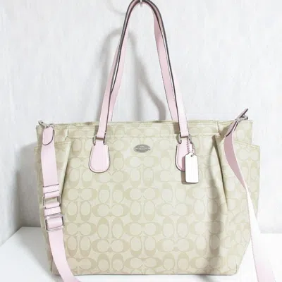 Pre-owned Coach Pink Signature Line Tote Bag () In Multi