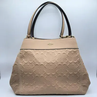 Pre-owned Coach Pink Signature Line Tote Bag ()