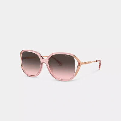 Coach Bandit Oversized Square Sunglasses In Pink/rose Gold