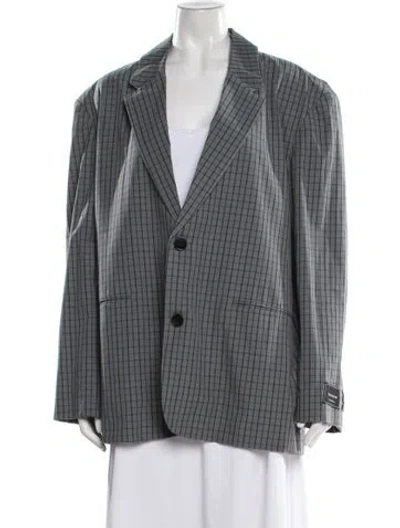 Pre-owned Coach Plaid Print Blazer W/ Tags In Gray
