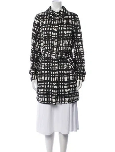 Pre-owned Coach Plaid Print Coat In Black