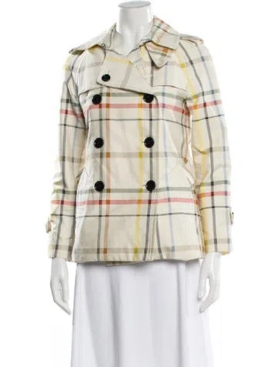 Pre-owned Coach Plaid Print Denim Jacket In Neutral