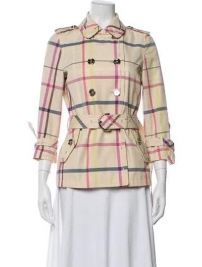Pre-owned Coach Plaid Print Evening Jacket In Neutral